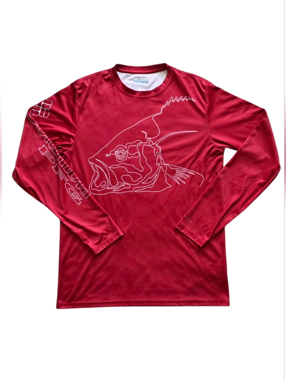 Columbia PFG Small Red Long Sleeve Performance Fishing Gear Sun Shirt